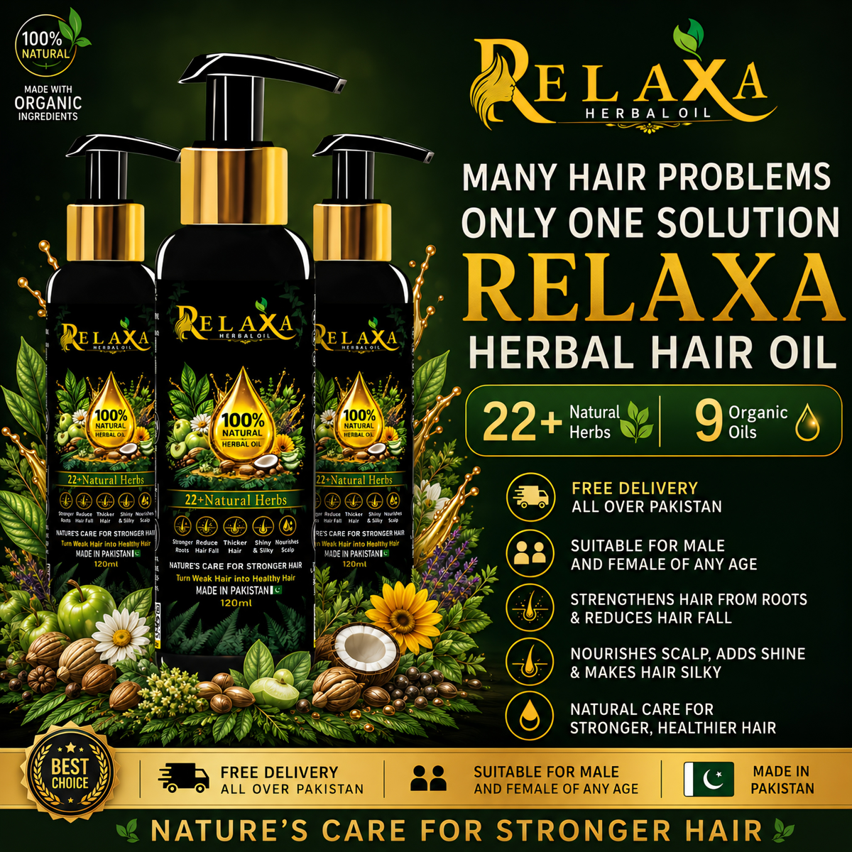 Relaxa Herbal Hair Oil 3 Bottle Pack