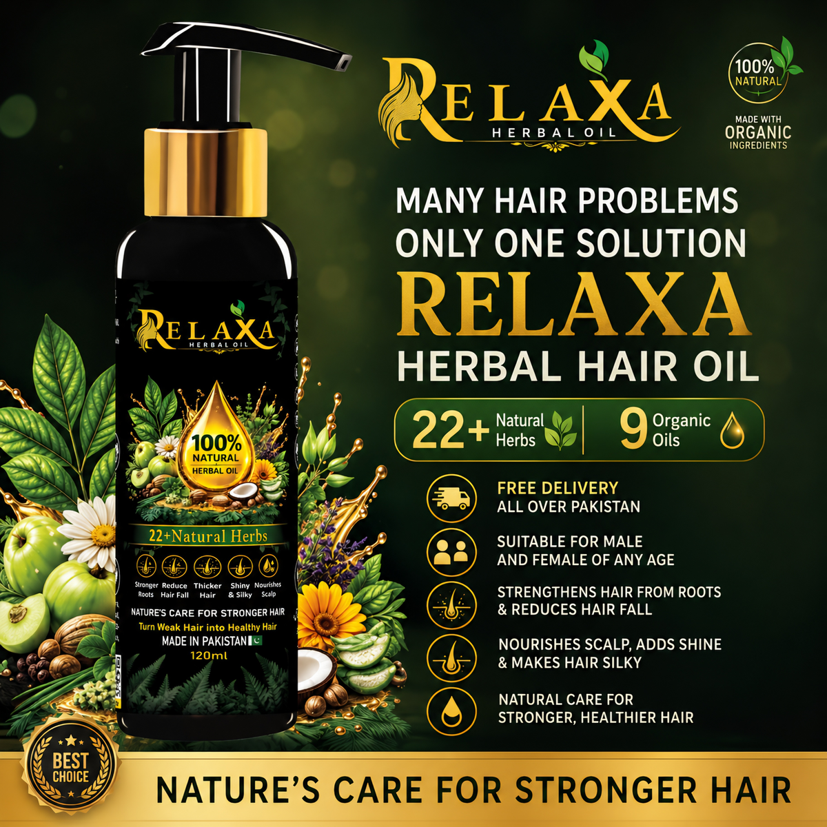 RELAXA Herbal Hair Oil | Best Hair Oil for Hair Fall & Hair Growth in Pakistan