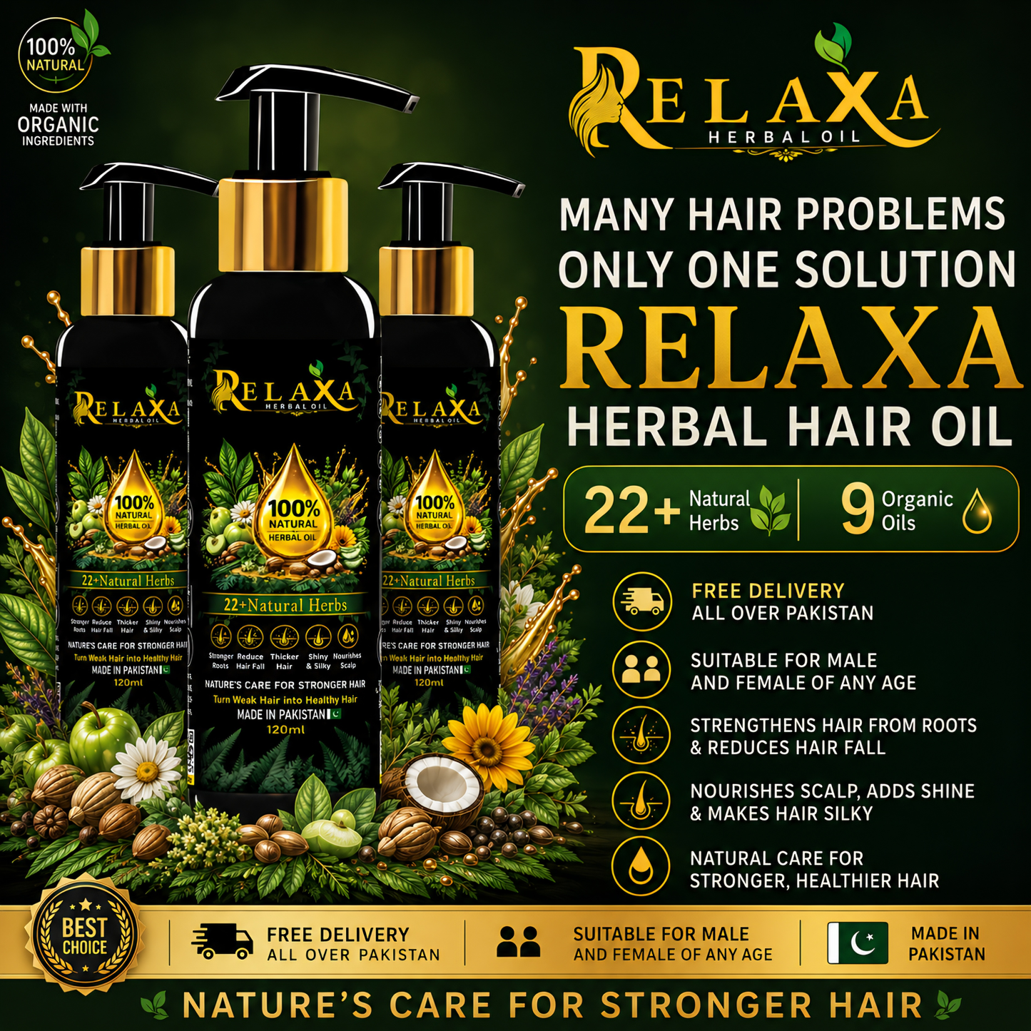 Relaxa Herbal Hair Oil 3 Bottle Pack